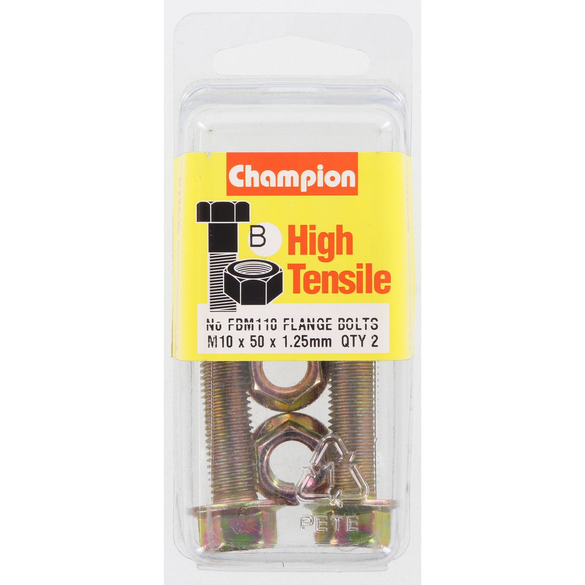 Champion Fasteners Hex Flange Bolt & Nut High Tensile M10 X 50 X 1.25mm 14Af Grade 8.8 FBM110