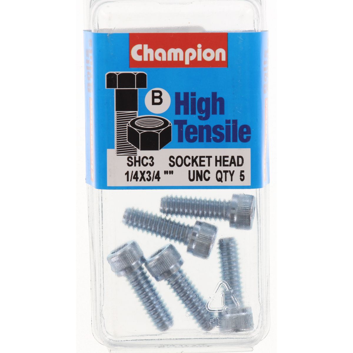 Champion Fasteners Socket Head Cap Screw High Tensile Bsw 1/4In X 3/4In Zinc Plated SHC3