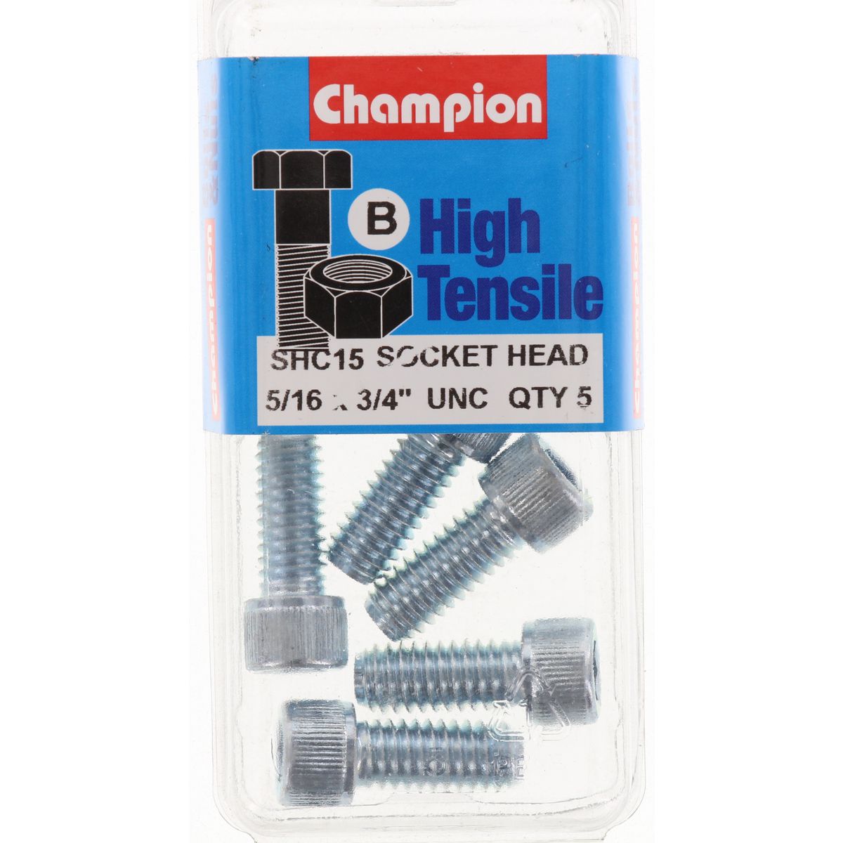 Champion Fasteners Socket Head Cap Screw High Tensile Bsw 5/16In X 3/4In Zinc Plated SHC15