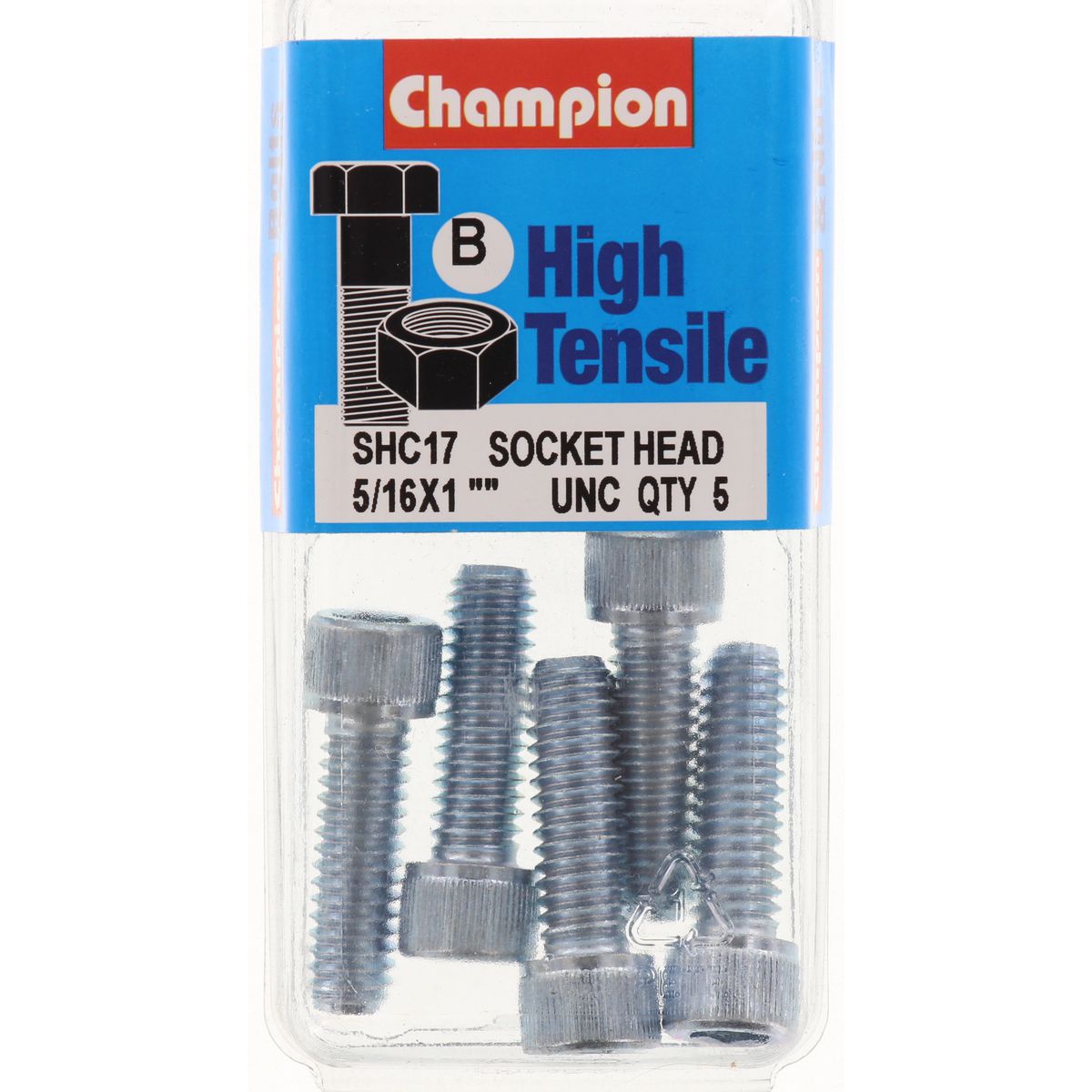 Champion Fasteners Socket Head Cap Screw High Tensile Bsw 5/16In X 1In Zinc Plated SHC17
