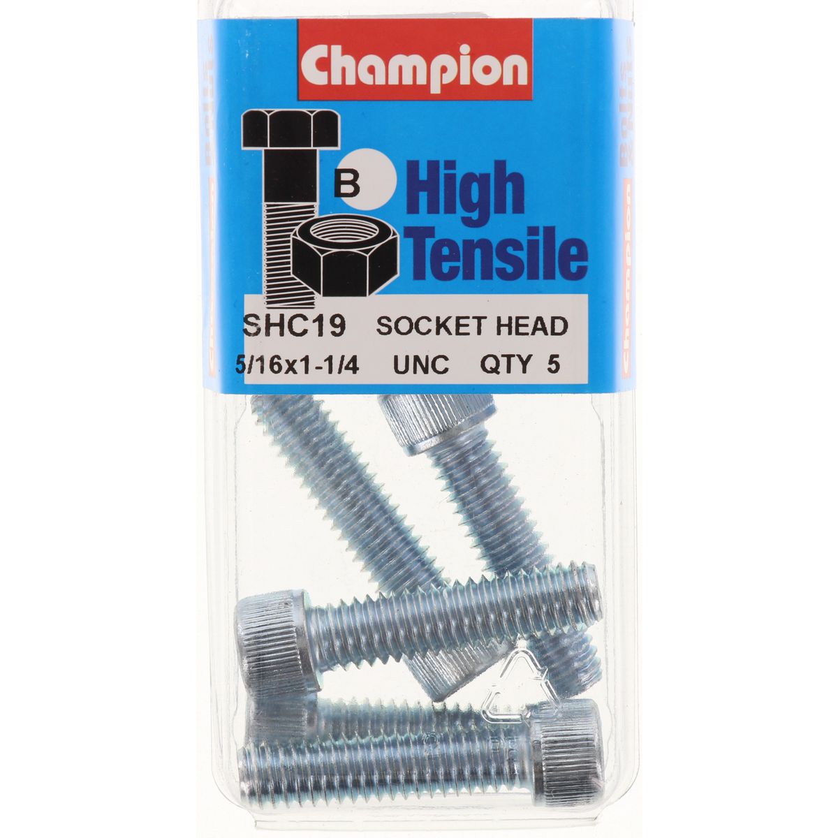 Champion Fasteners Socket Head Cap Screw High Tensile Bsw 5/16In X 1 1/4In Zinc Plated SHC19