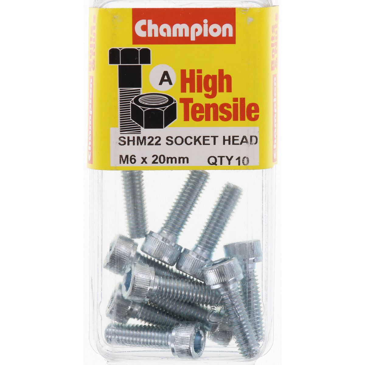 Champion Cap Screw Socket Head HT M6 x 20mm 10Pk SHM22
