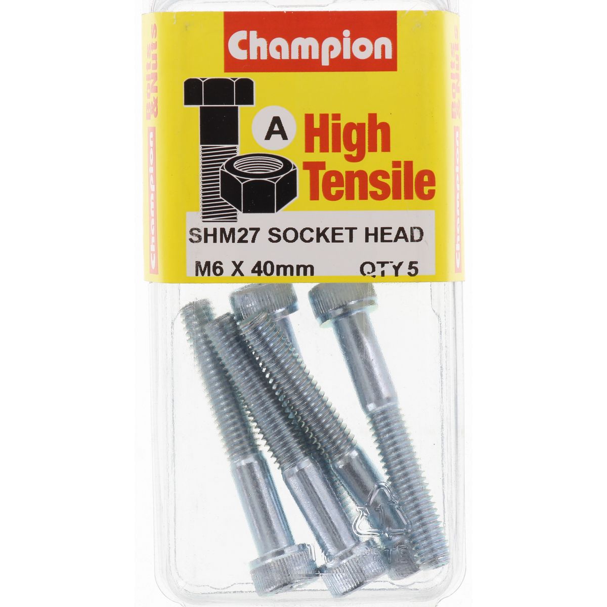 Champion Fasteners Socket Head Cap Screw High Tensile M6 X 40mm Zinc Plated SHM27