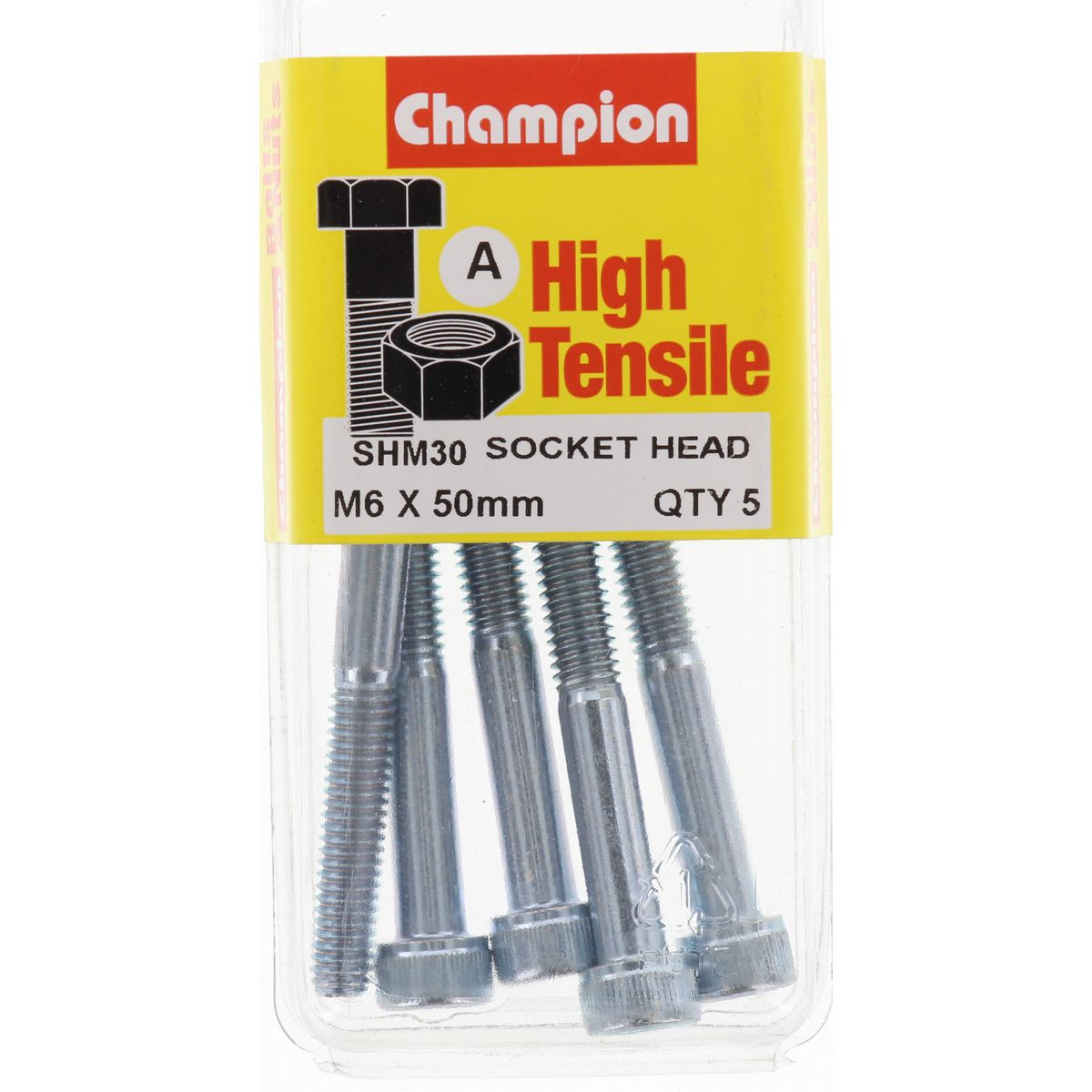 Champion Fasteners Socket Head Cap Screw High Tensile M6 X 50mm Zinc Plated SHM30
