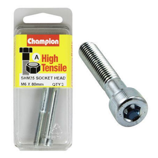 Champion Fasteners Socket Head Cap Screw High Tensile M6 x 80mm Zinc Plated SHM35