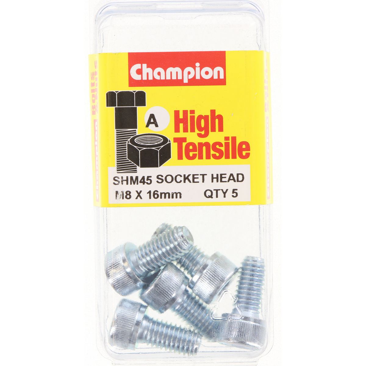 Champion Fasteners Socket Head Cap Screw High Tensile M8 X 16mm Zinc Plated SHM45