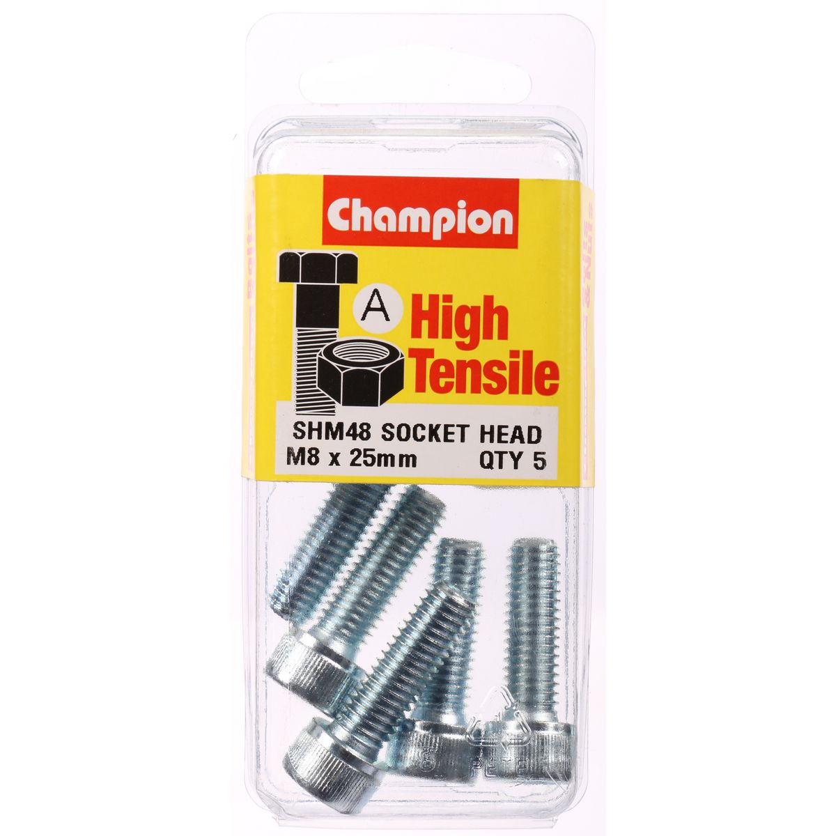 Champion Cap Screw Socket Head HT M8 x 25mm 5Pk SHM48