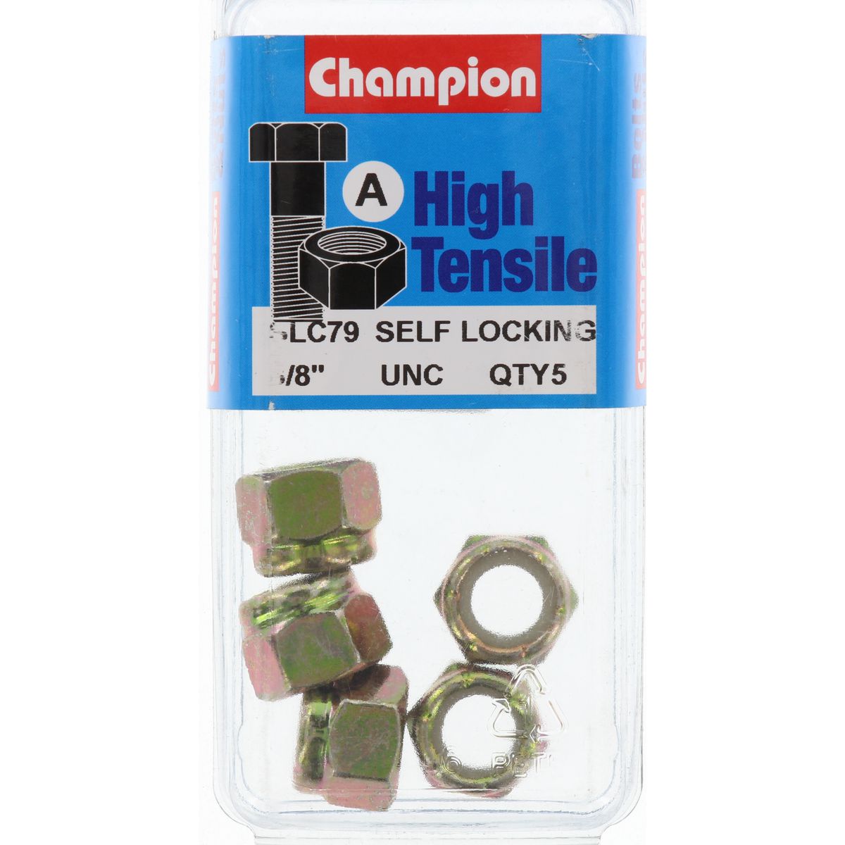 Champion Fasteners Hex Nut Self Locking Nylon Insert 3/8In Unc SLC79