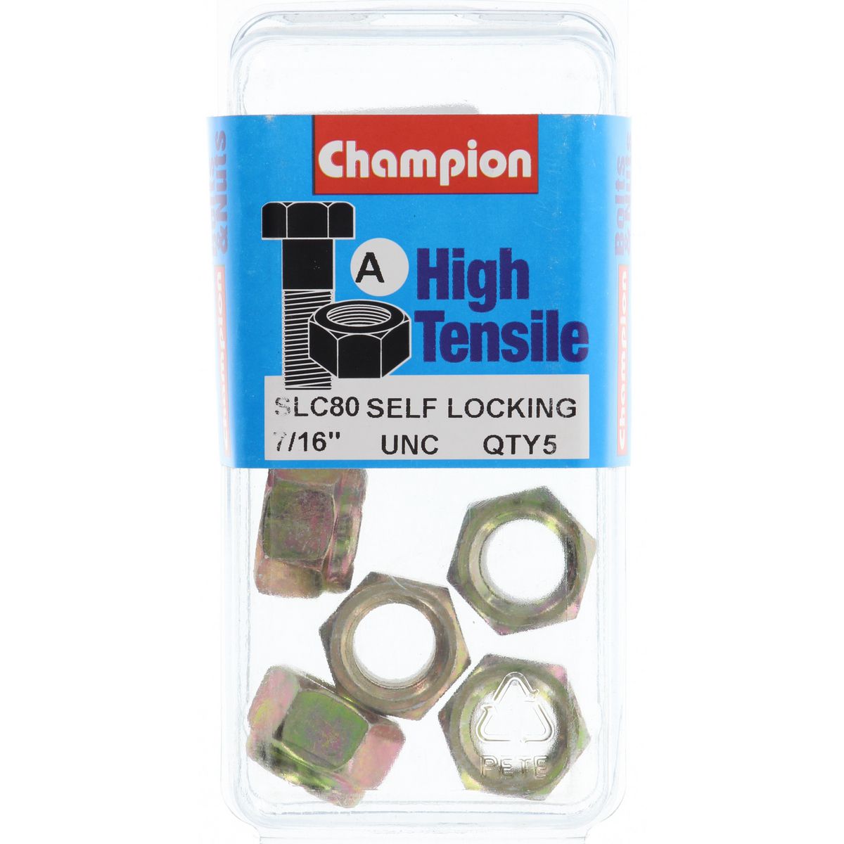 Champion Fasteners Hex Nut Self Locking Nylon Insert 7/16In Unc SLC80