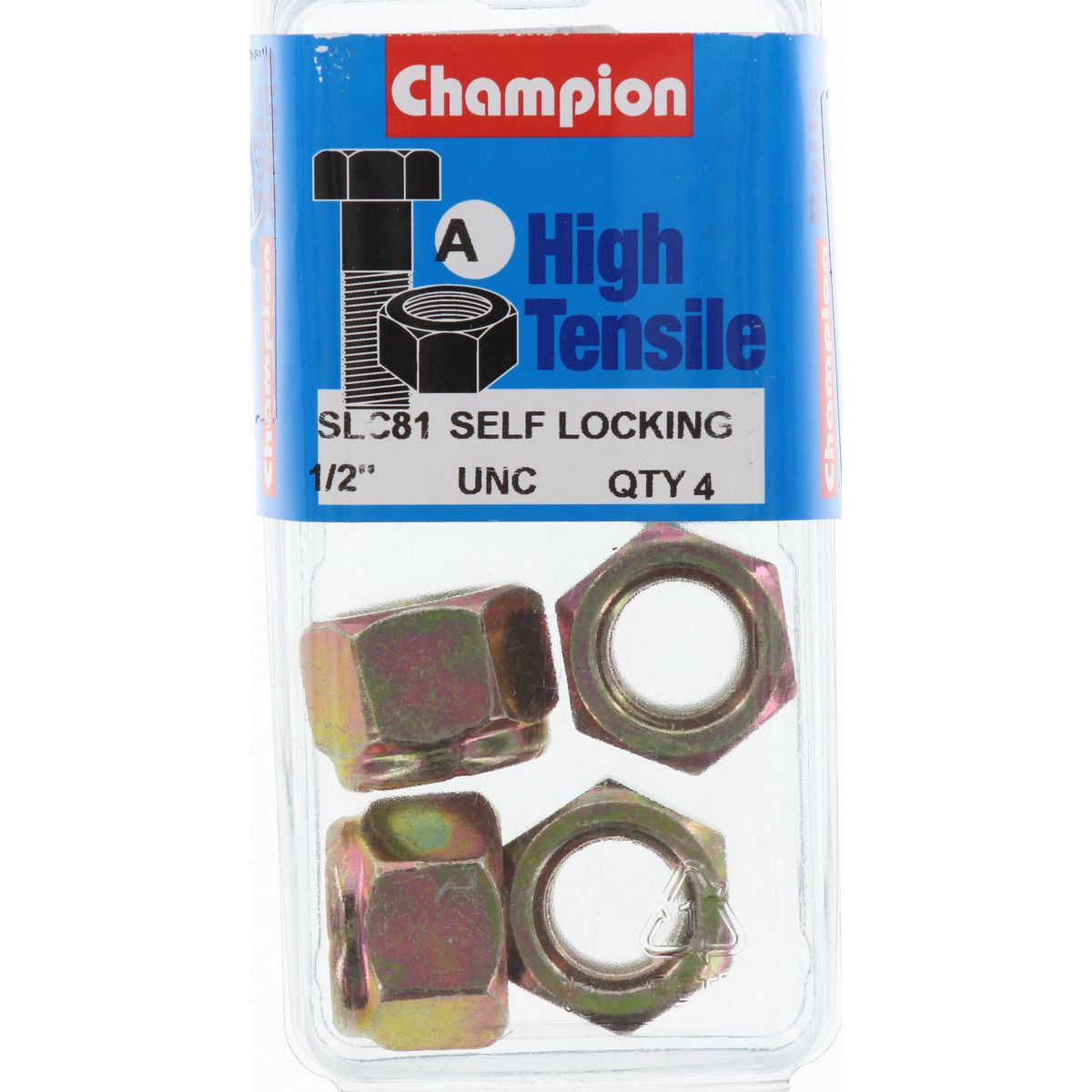 Champion Fasteners Hex Nut Self Locking Nylon Insert 1/2In Unc SLC81