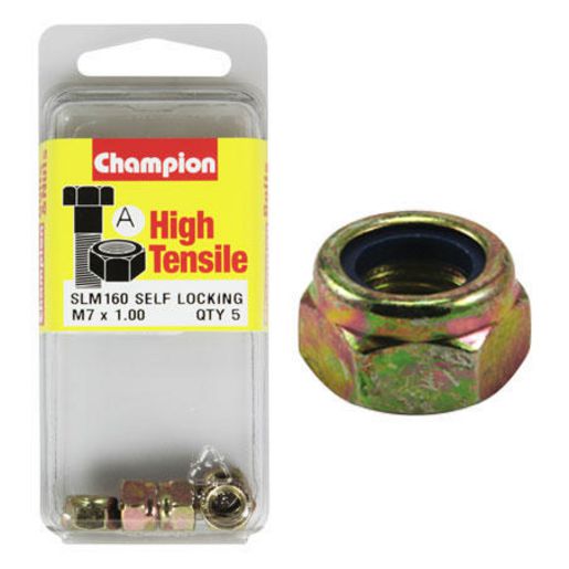 Champion Fasteners Hex Nut Self Locking Nylon Insert M7 x 1.00mm SLM160