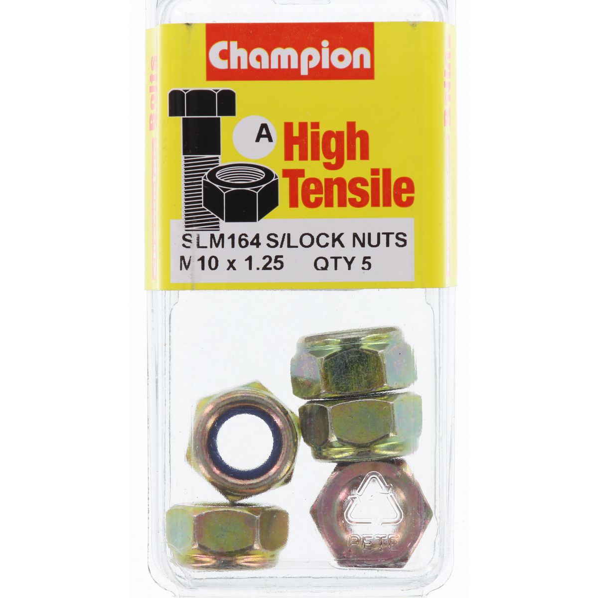 Champion Fasteners Hex Nut Self Locking Nylon Insert M10 X 1.25mm SLM164
