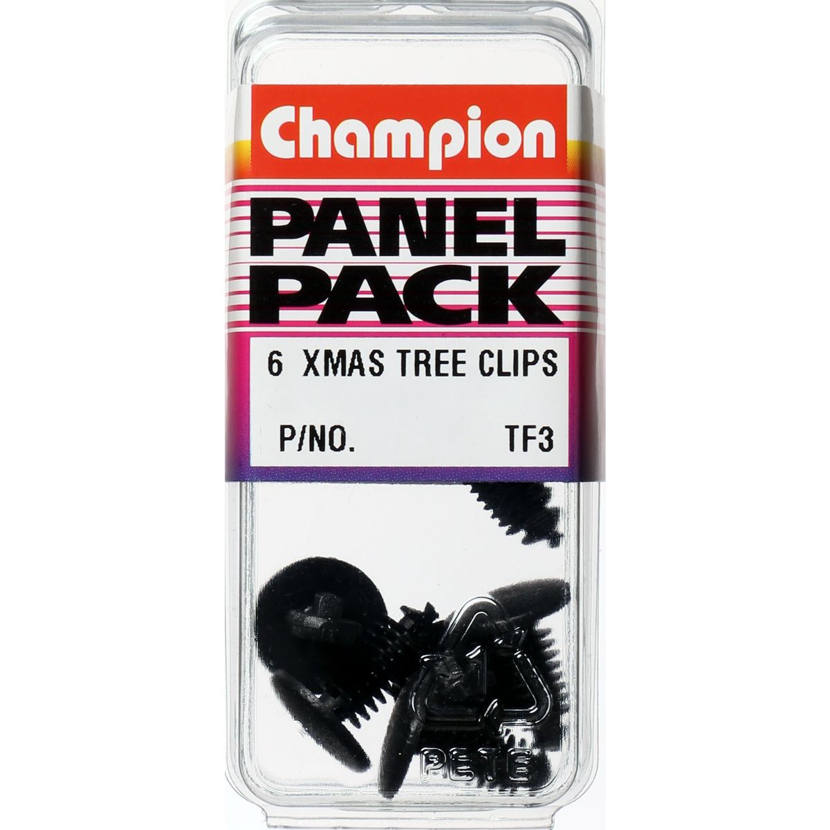 Champion Fasteners Xmas Tree Clip Black Len: 17.2mm Stem Dia: 6.4mm Head: 14mm TF3