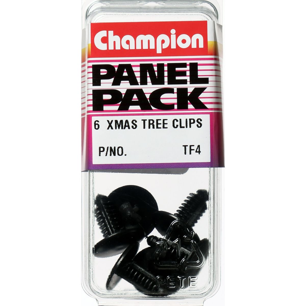 Champion Fasteners Xmas Tree Clip Black Len: 16.3mm Stem Dia: 7.8mm Head: 14.8mm TF4