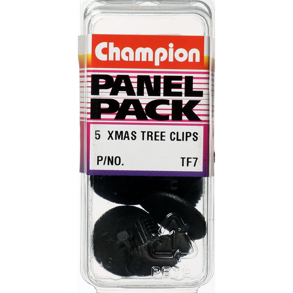 Champion Fasteners Xmas Tree Clip Black Len: 13.5mm Stem Hole: 6.4 6.6mm Head: 20.8mm TF7