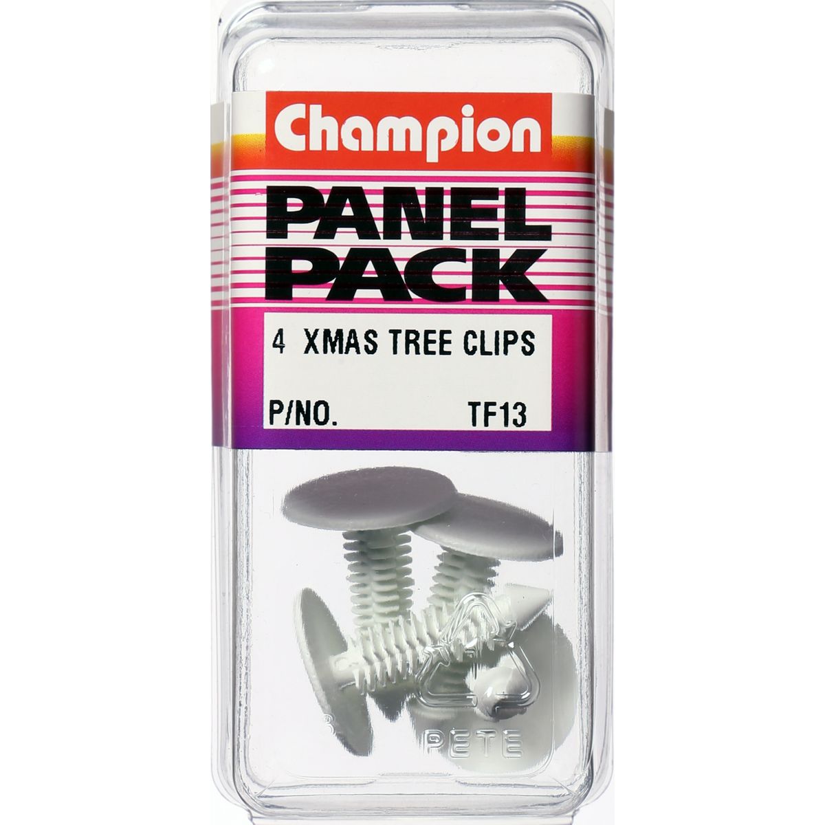 Champion Fasteners Xmas Tree Clip White Len: 27mm Stem Dia: 7.6mm Head: 20.4mm TF13