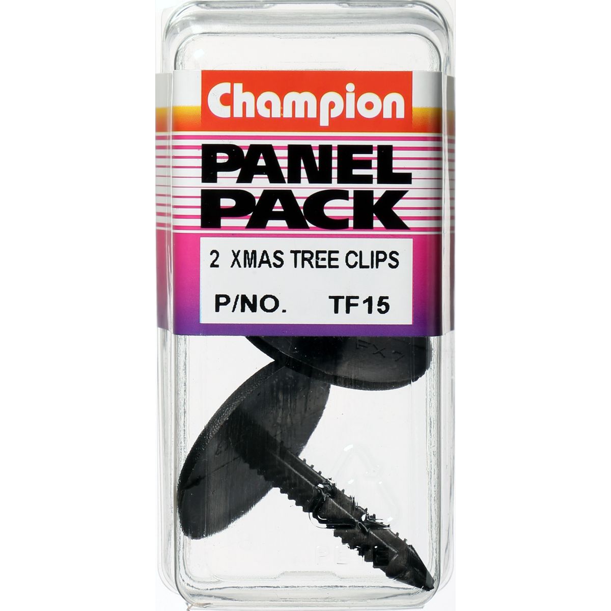 Champion Fasteners Xmas Tree Clip Black Len: 39.5mm Stem Dia: 7.5mm Head: 34.2mm TF15