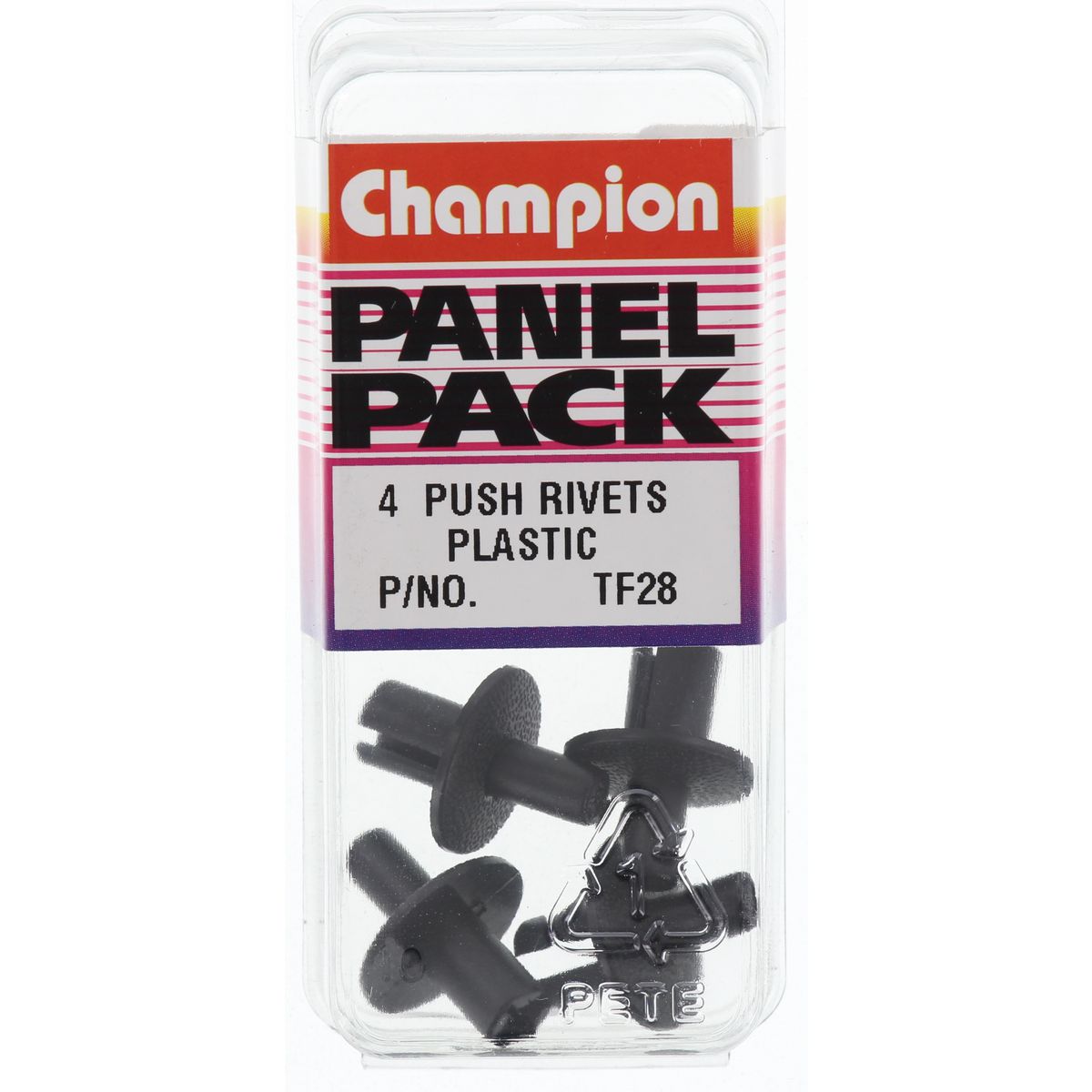 Champion Fasteners Push Rivet Black Len: 12mm Hole: 7mm Head: 16mm TF28