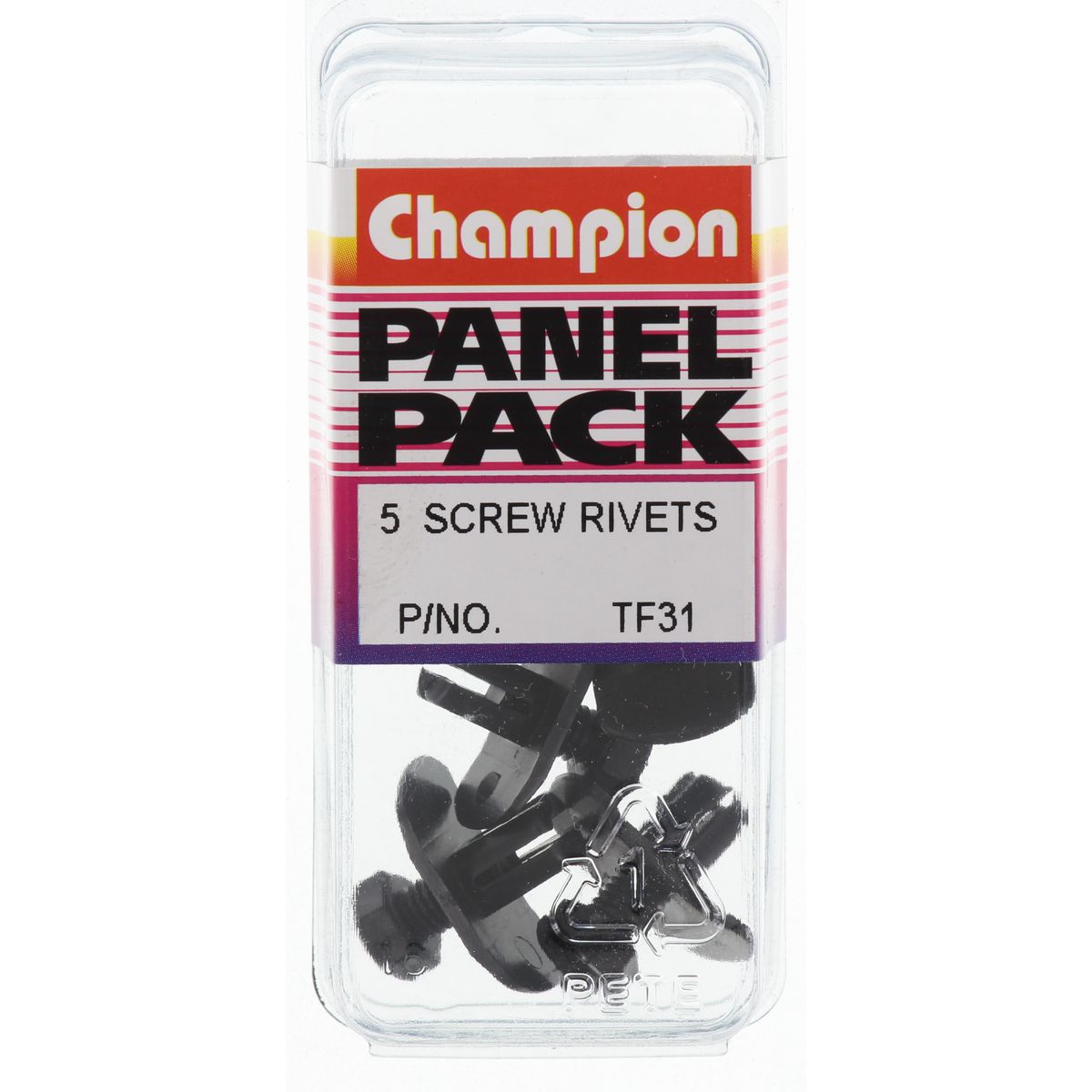 Champion Fasteners Push Rivet Black Len: 9mm Hole: 7mm Head: 14X22mm TF31