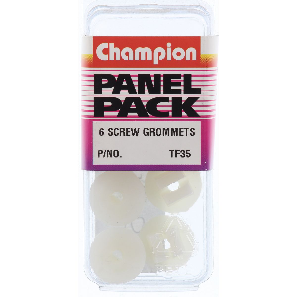 Champion Fasteners Screw Grommet Clear Len: 8.9mm Screw Size: 3.5mm Hole: 9.5X9.5mm Head: 17mm TF35