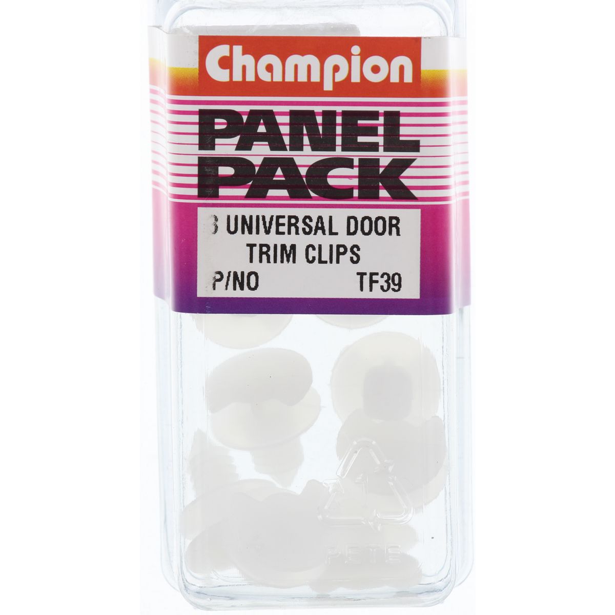 Champion Fasteners Door Panel Clip Clear Len: 12mm Stem Dia: 8mm Top Head: 17.4mm Bottom Head: 19mm TF39