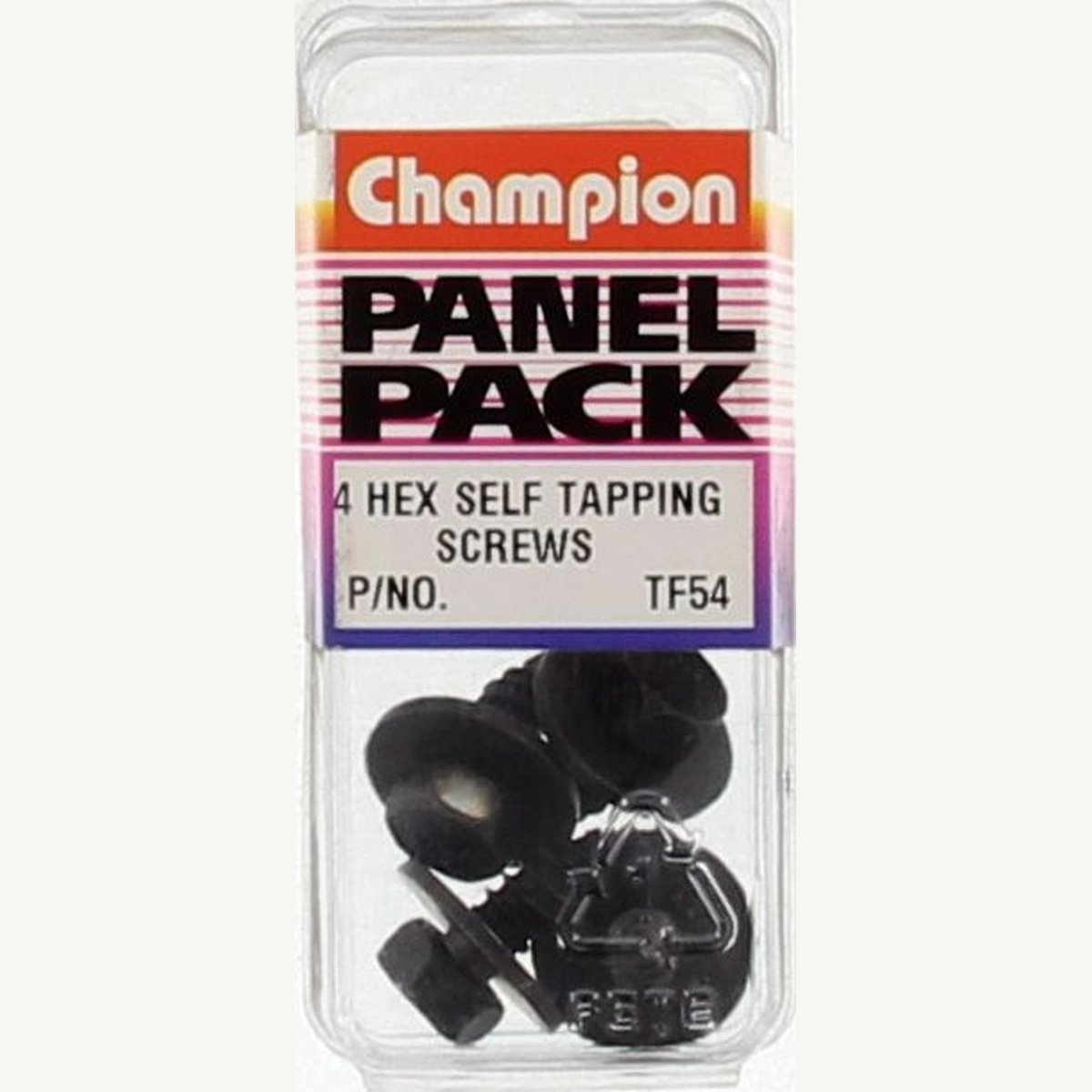 Champion Screw Self Tapp Sems-Hex Ind-Flat Washer Black 6.3 x 19mm 4Pk TF54