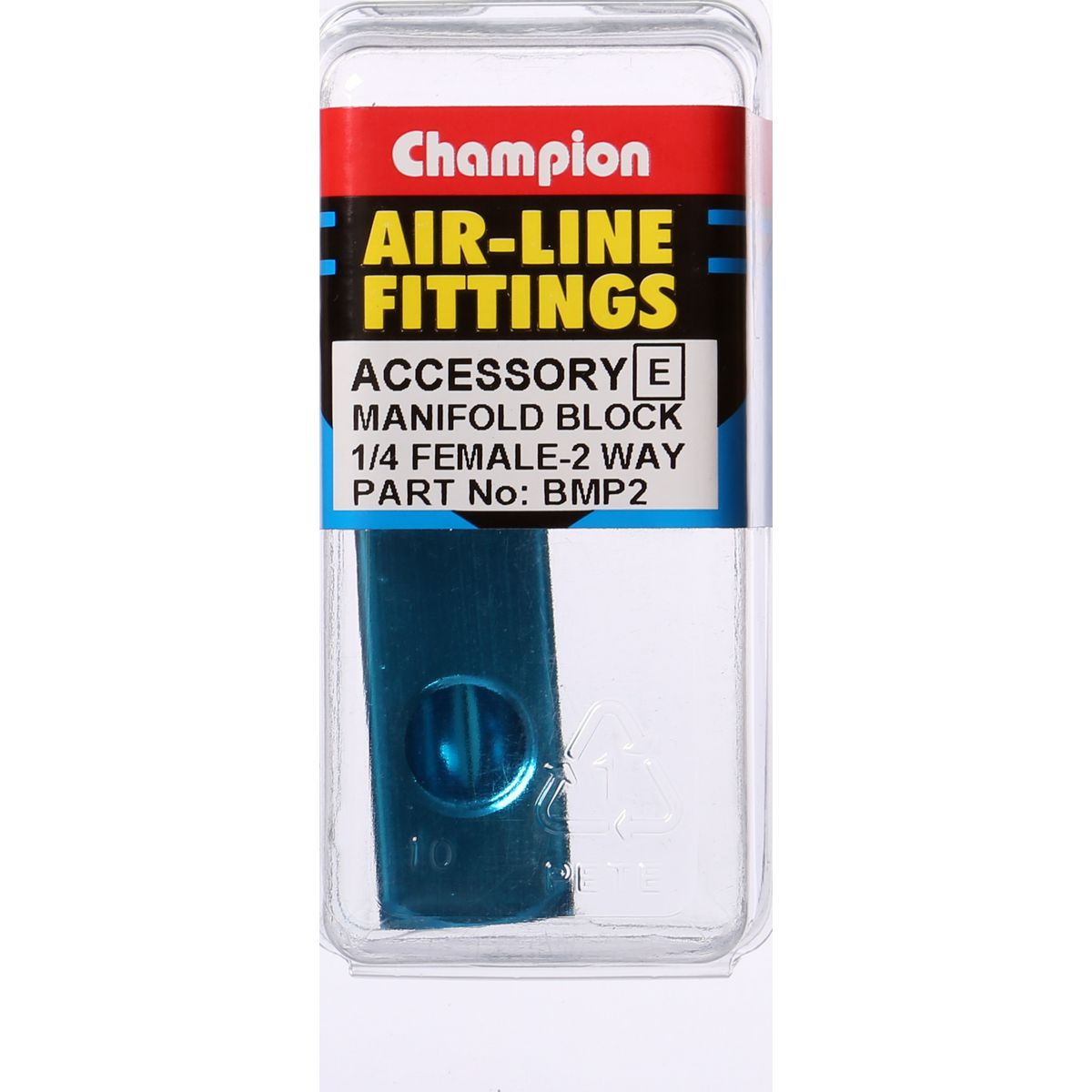 Champion Manifold Block 2 Way 1/4" Female Aluminium Blue BMP2