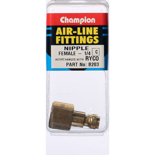 Champion Brass Nipple Female 1/4" B203