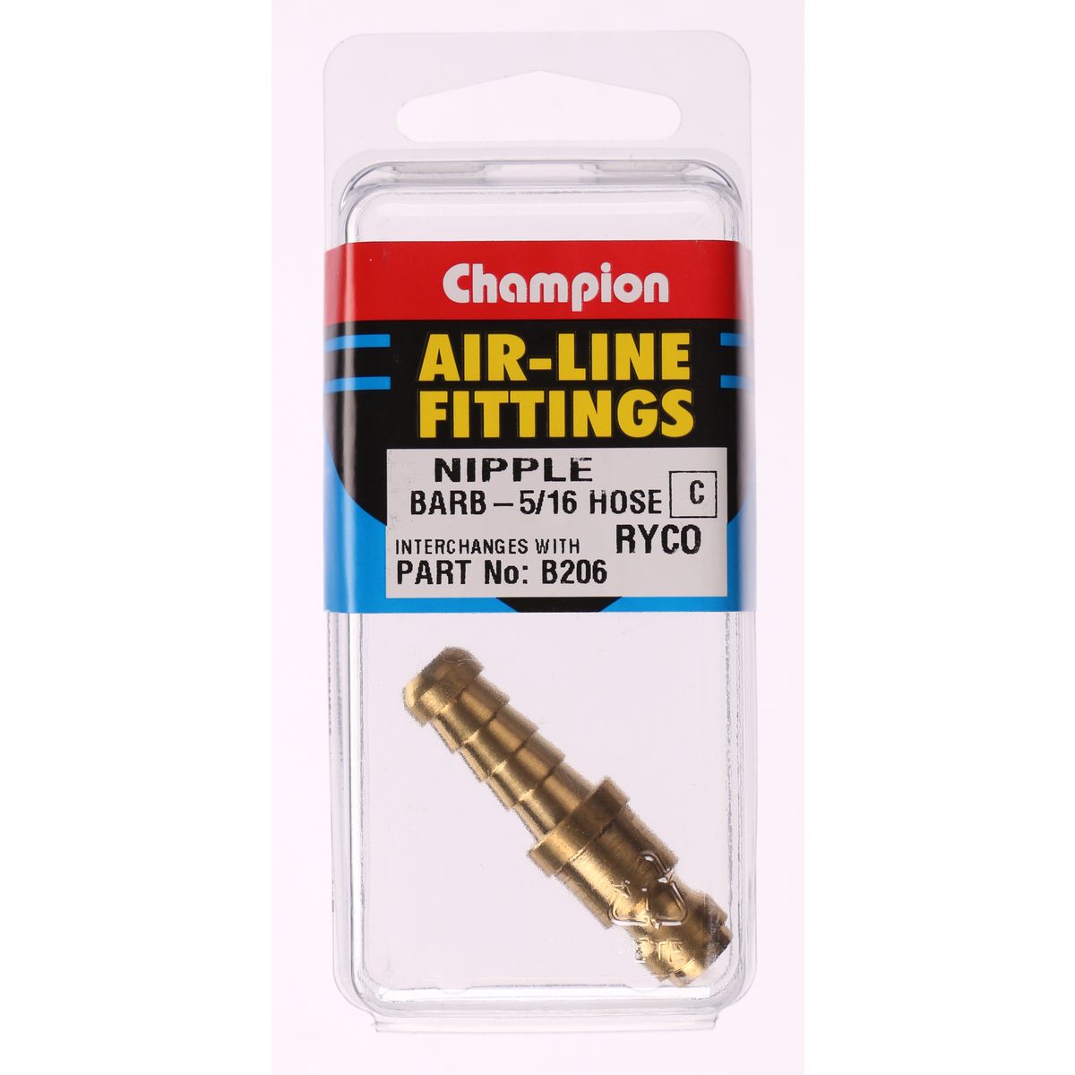 Champion Brass Nipple Hose Barb Female 5/16" B206