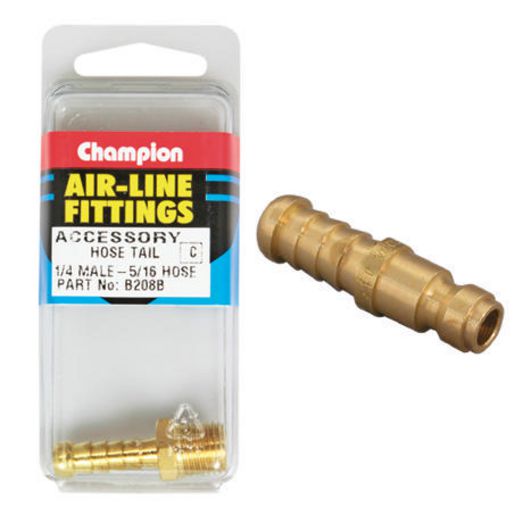 Champion Fasteners Hose Tail Straight Male Brass 5/16 X 1/4In B208B