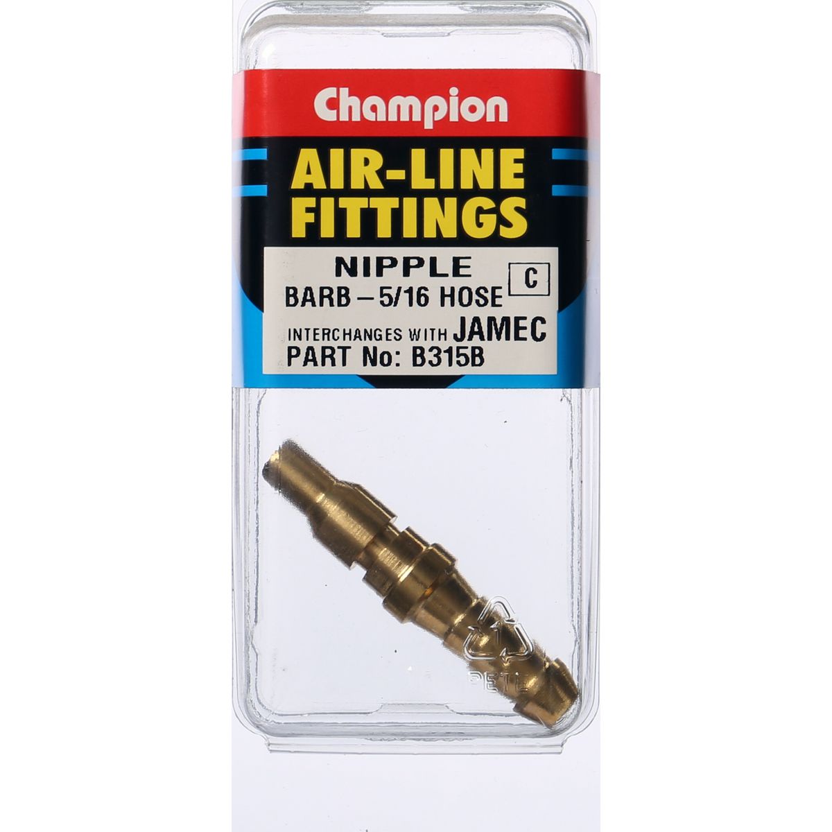 Champion Brass Nipple AS Series Female 5/16" B315B