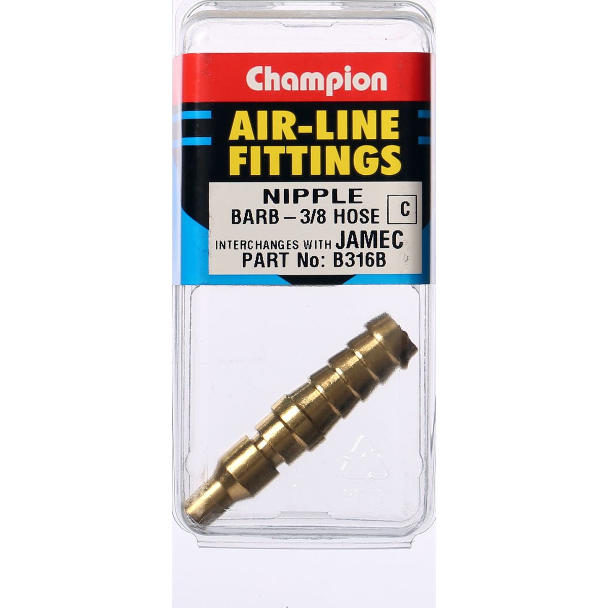 Champion Brass Nipple AS Series Female 3/8" B316B