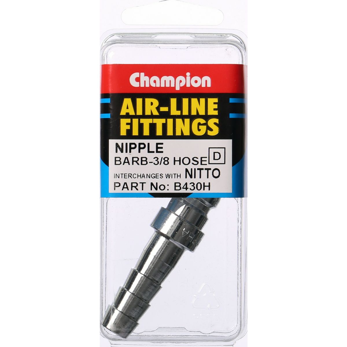 Champion Fasteners Hose Barb Nipple 3/8In B430H