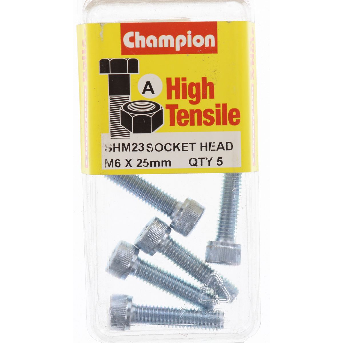 Champion Fasteners Socket Head Cap Screw High Tensile M6 X 25mm Zinc Plated SHM23