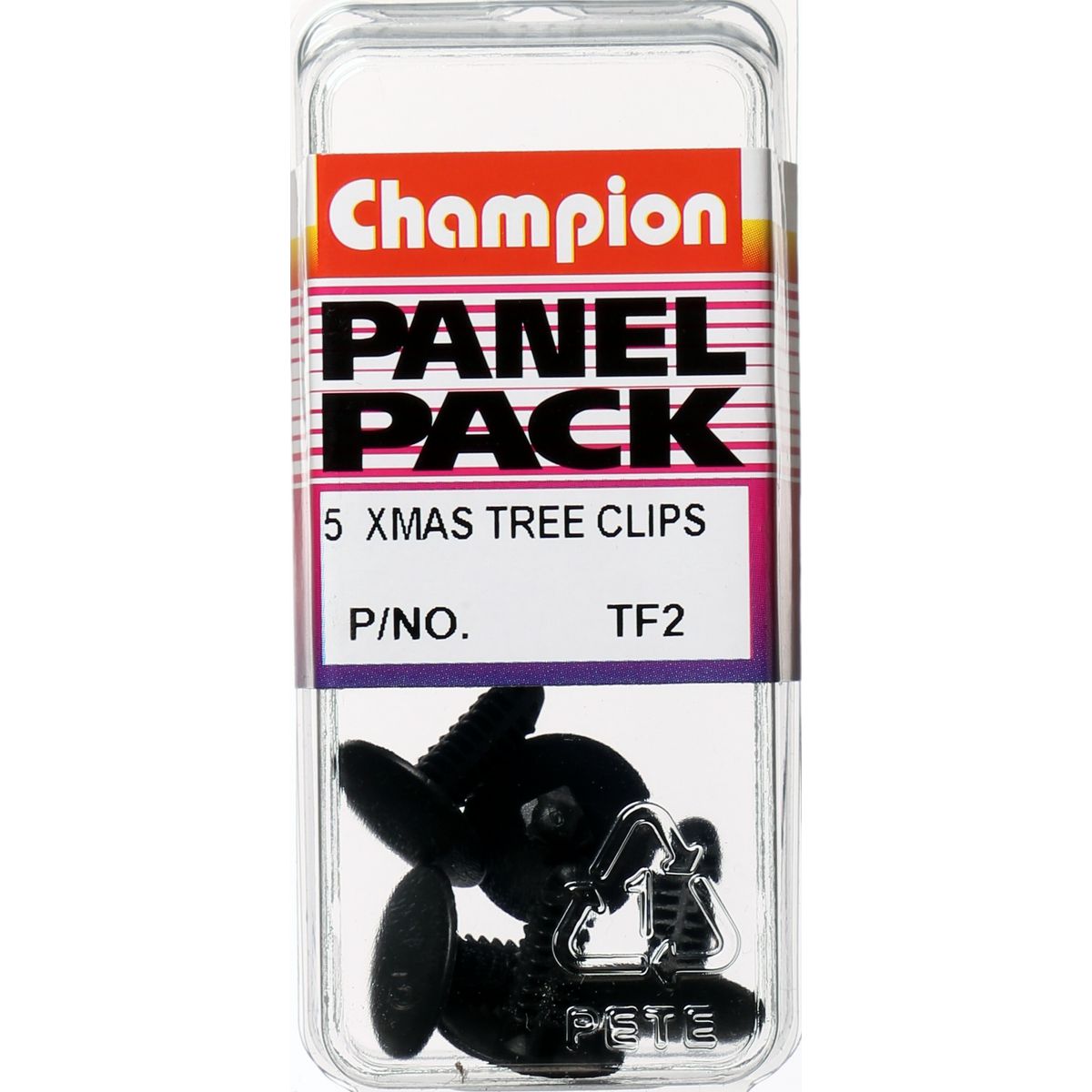 Champion Fasteners Xmas Tree Clip Black Len: 18mm Stem Dia: 4.7mm Head: 16mm TF2