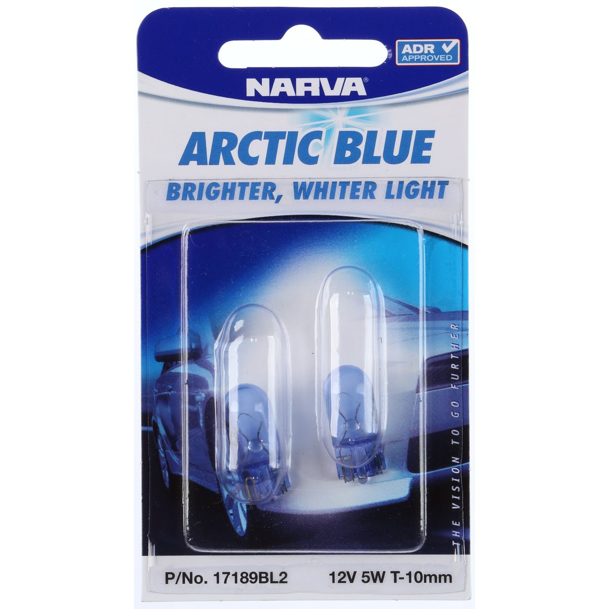 Narva Globes Wedges 12V 5W Arctic Blue 2 pack 17189BL2