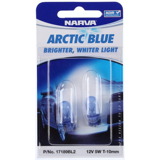 Narva Globes Wedges 12V 5W Arctic Blue 2 pack 17189BL2