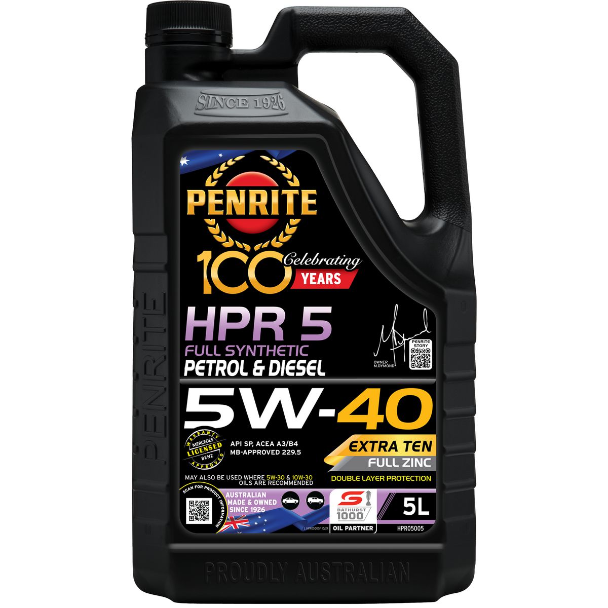 Penrite HPR 5 SAE 5W-40 Engine Oil 5L