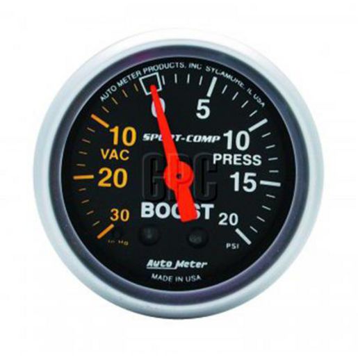 Autometer Sport-Comp 2-1/16in Boost/Vacuum Gauge 30in/Hg 20PSI Mechanical AU3301