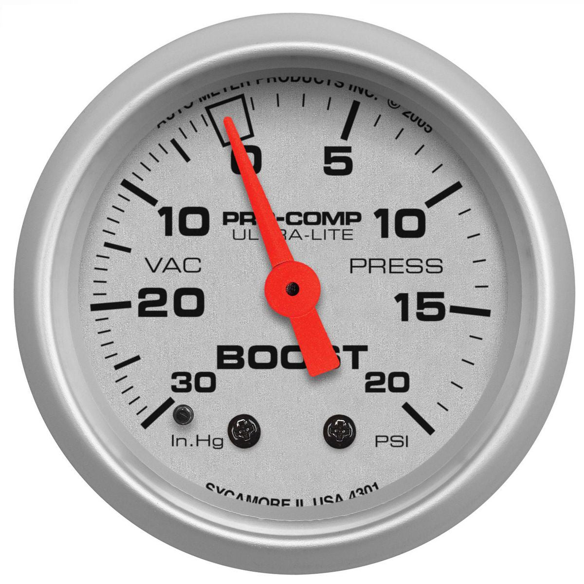 Autometer Ultra-Lite 2-1/16in Boost/Vacuum Gauge 30in/Hg 20PSI Mechanical AU4301