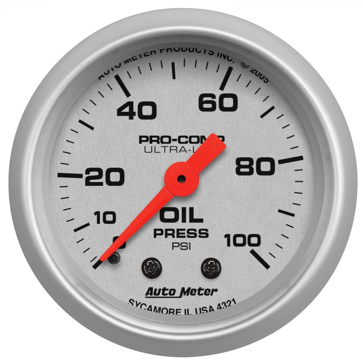 Autometer Ultra-Lite 2-1/16in Oil Pressure Gauge 0-100 PSI Mechanical AU4321