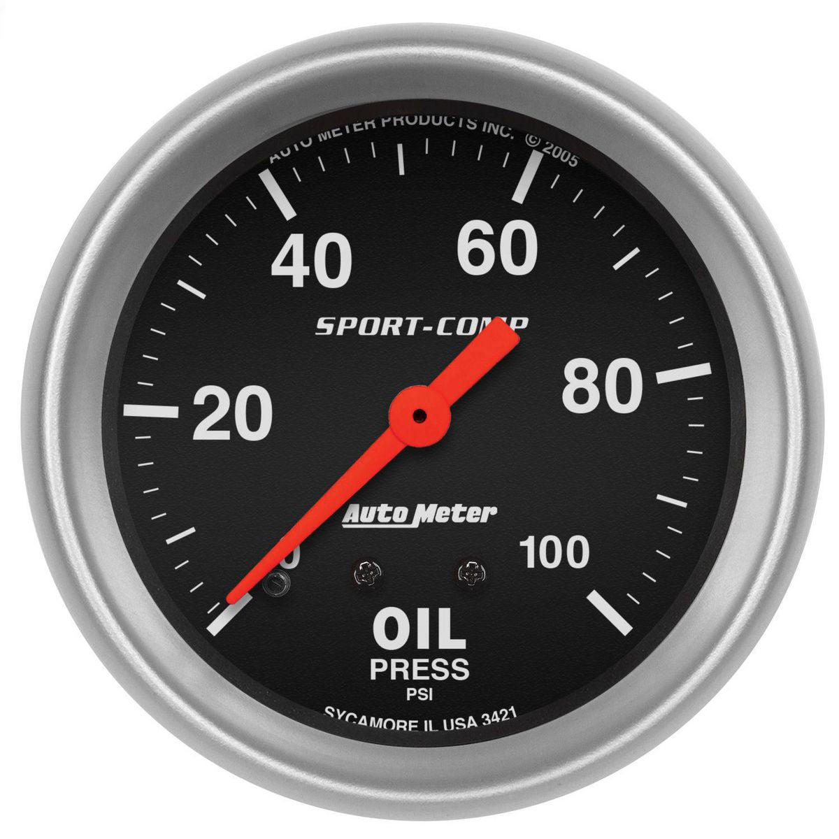 Autometer Sport-Comp 2-5/8in Oil Pressure Gauge 0-100 PSI Mechanical AU3421