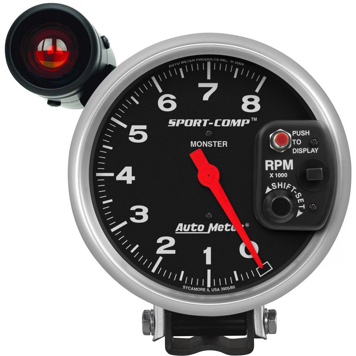 Autometer Sport-Comp 5in Tacho Gauge 8,000rpm Pedestal Mount w/Shift Light AU3905