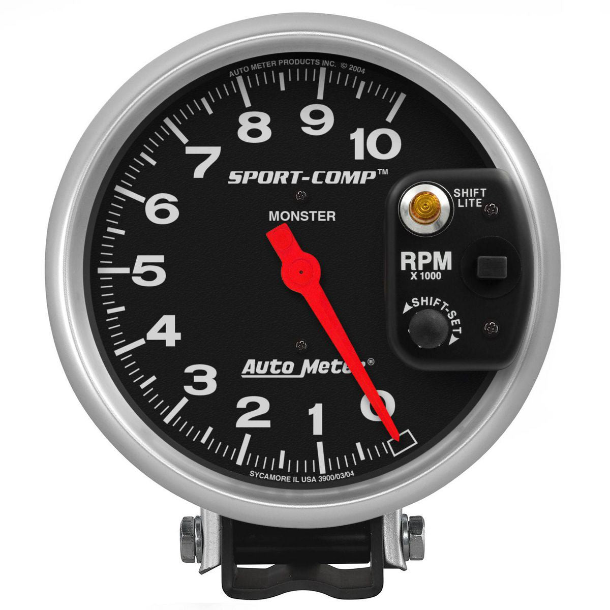 Autometer Sport-Comp 5in Tacho Gauge 10,000rpm Pedestal Mount w/Shift Light AU3903