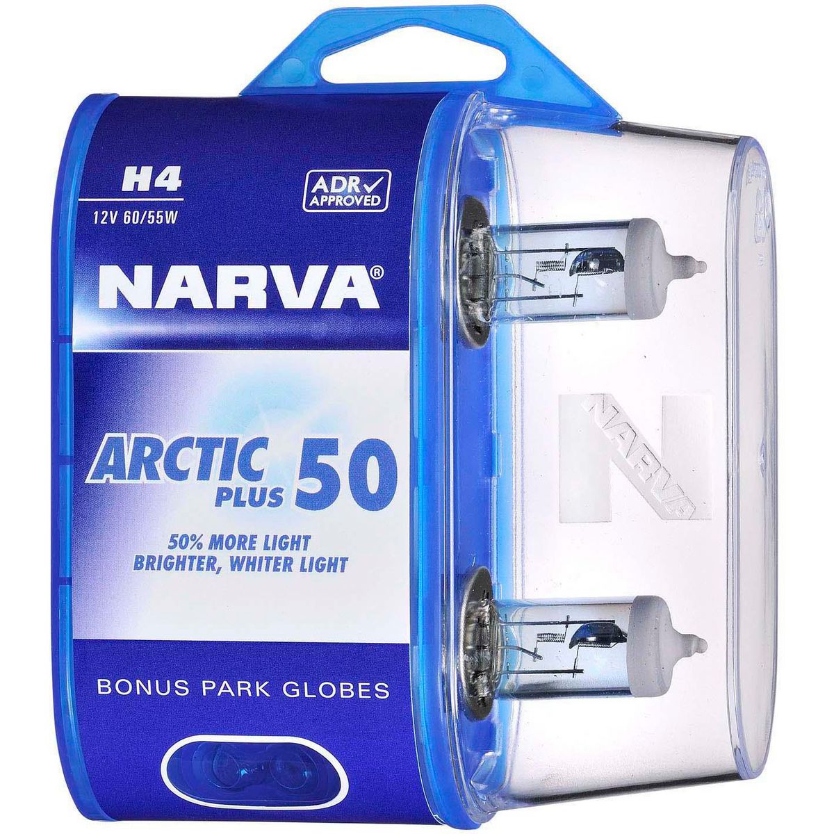Narva H4 Globes 12V 60/55W Arctic Plus 50 2 Pack 48677BL2