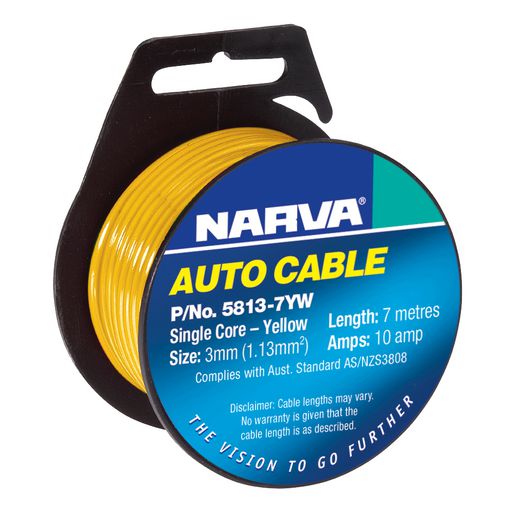 Narva Auto Cable 10A 3mm x 7m Yellow 5813-7YW
