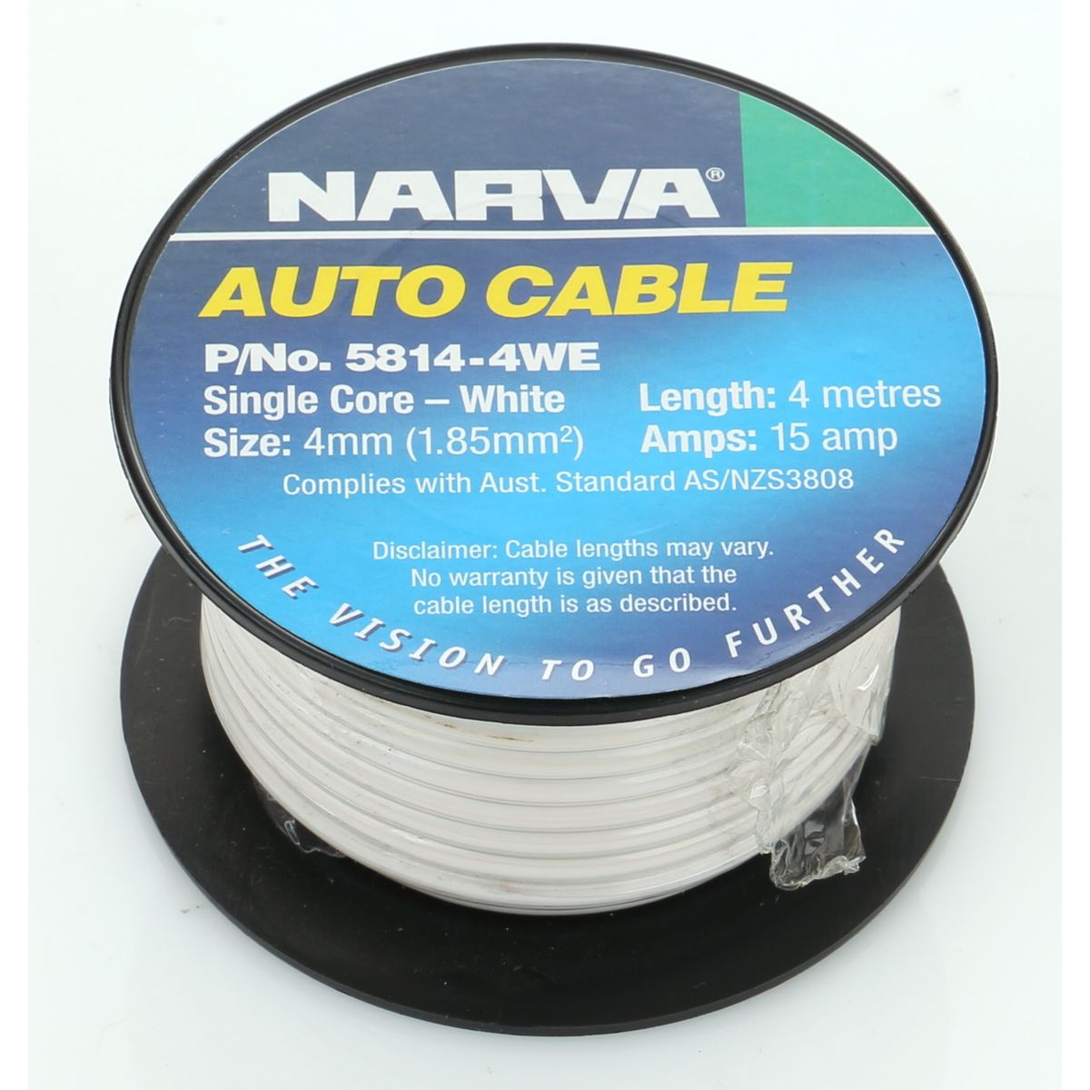 Narva Auto Cable 15A 4mm x 4m White 5814-4WE