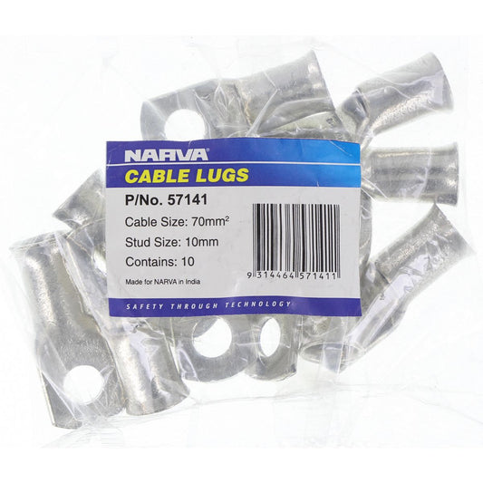 Narva Cable Lug (70mm2) 10mm Stud (10Pk) 57141