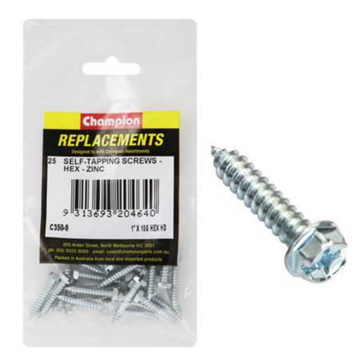 Champion Fasteners Self Tapper Screw Hex Combo 4.8 x 13mm Zinc Plated C350-7