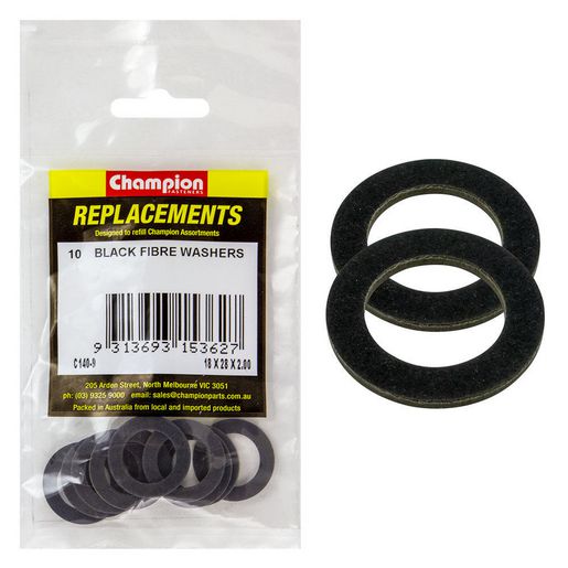 Champion Flat Fibre Washer Black M18 x 28 x 2.00mm 10Pk C140-9